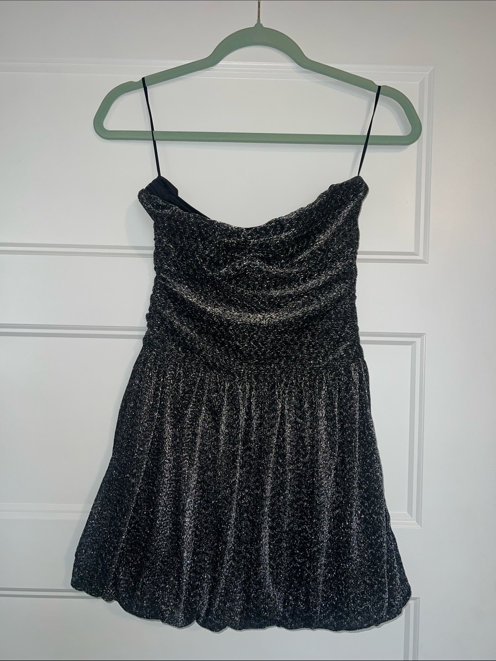 Metallic Black Strapless Party Dress